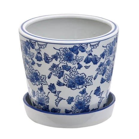 Planter Blue and White Light Floral Large