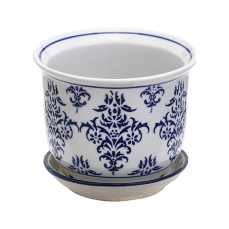 Planter Blue and White Floral Small