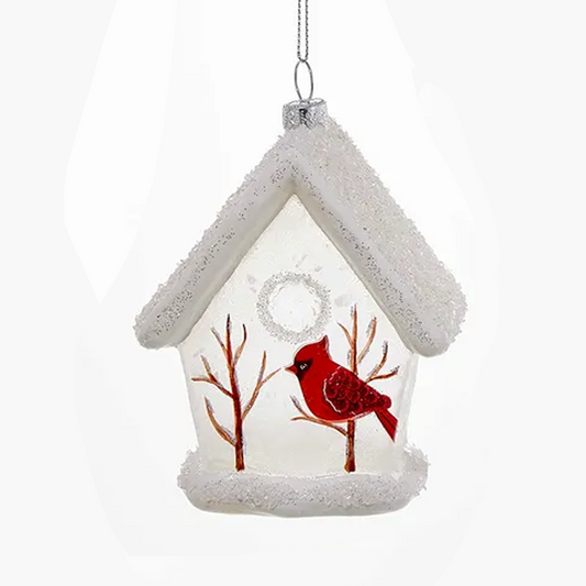 Ornament Birdhouse Cardinals Traditional 4.75"