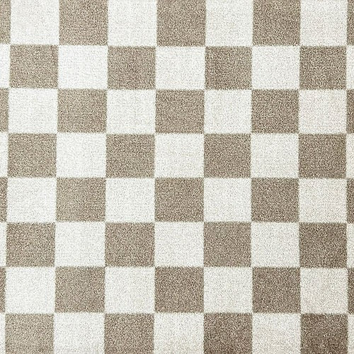 Checkered Taupe Washable Rug