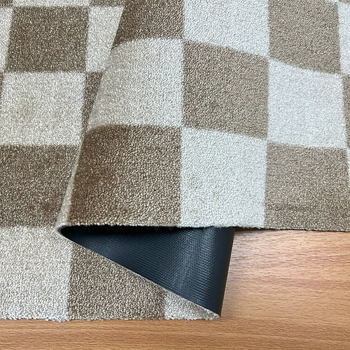 Checkered Taupe Washable Rug