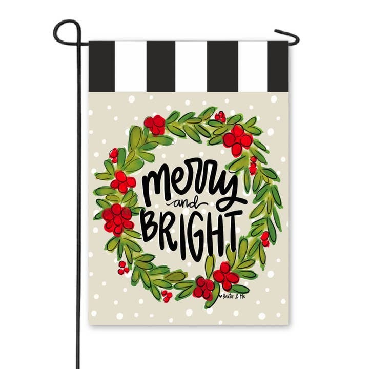 Garden Flag Merry & Bright Wreath