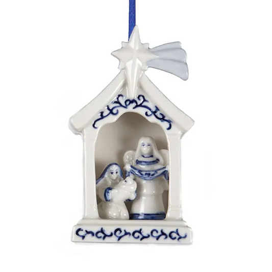 Ornament Nativity Mary holding Baby Jesus With An Angel 4"