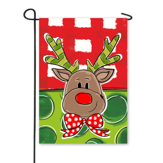 Garden Flag Red & Green Reindeer