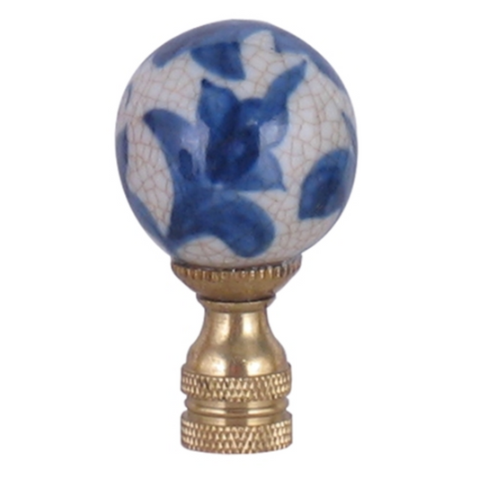 Finial Lamp Blue & White Antique Flower Porcelain