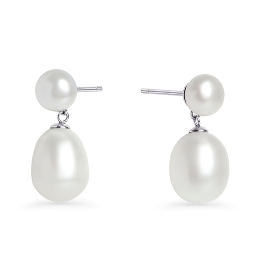 Earrings Drop Reina Pearl Pendant Silver 12 mm