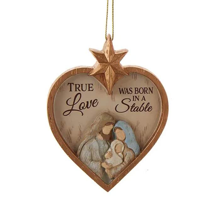 Ornament Nativity Heart True Love 3.5"