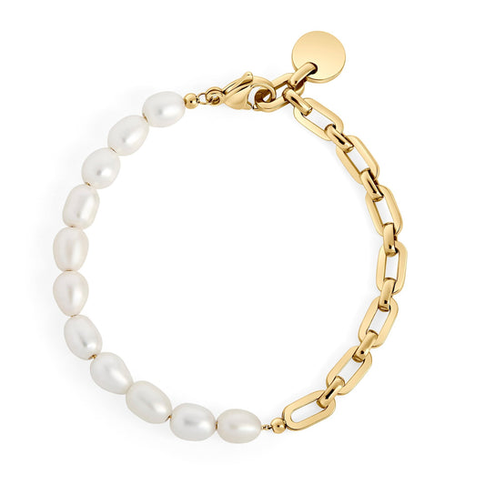 Bracelet Reina Pearl Gold 7.5 in