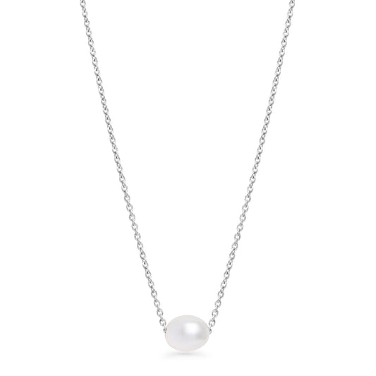 Necklace Reina Pendant Pearl Silver 17 in