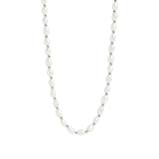 Necklace Phoebe Pearl Silver 18 in