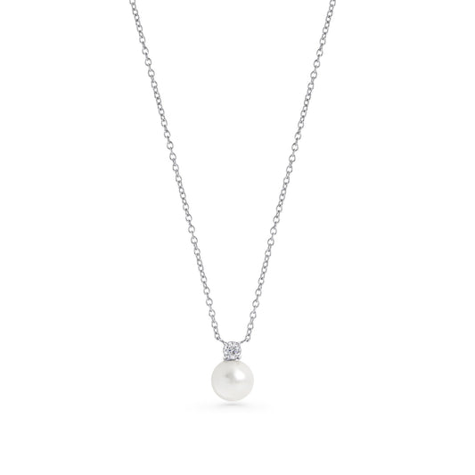Necklace Gaia Pendant Pearl Silver 17 in