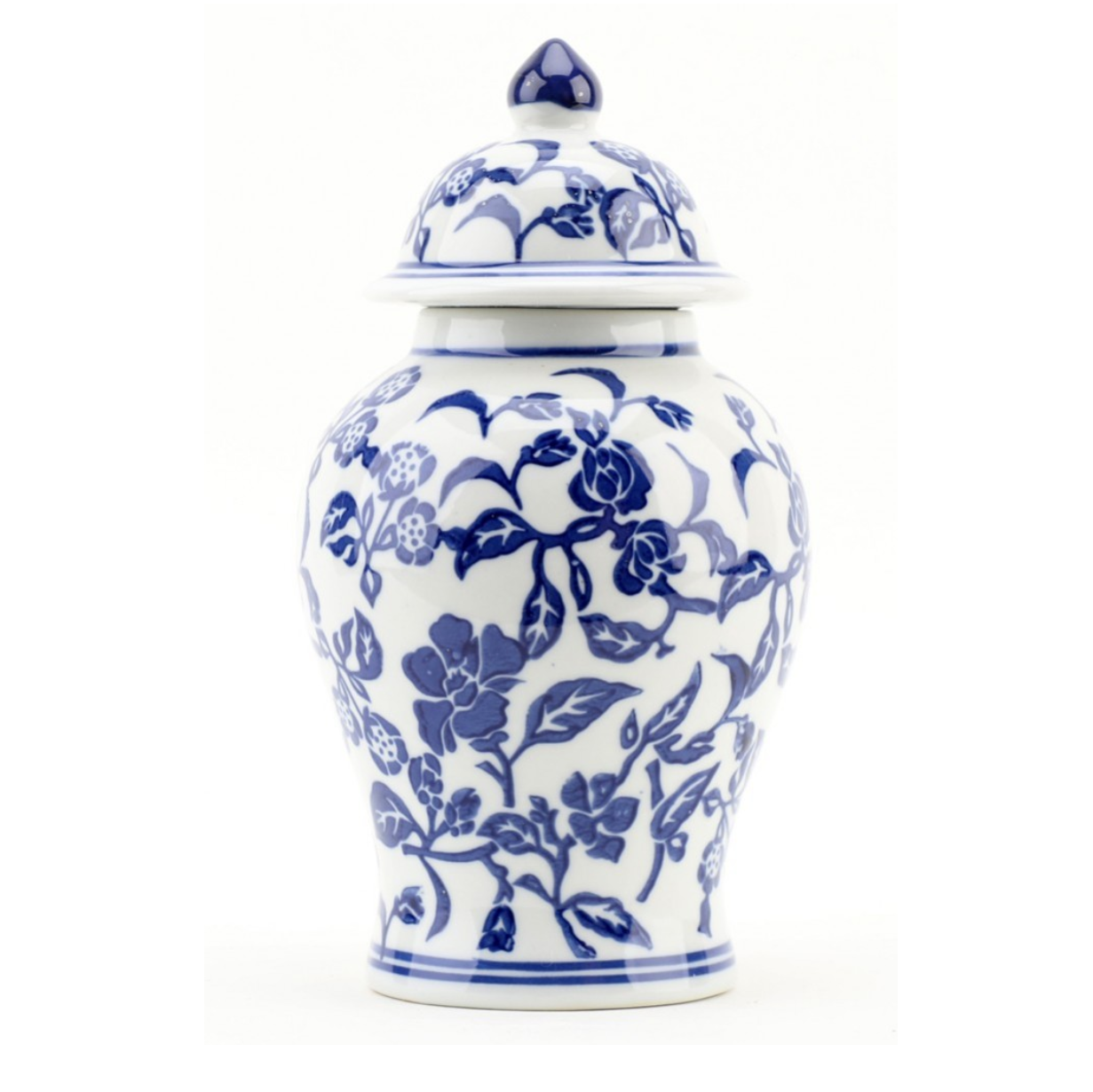 Jar Blue & White 8" Porcelain Floral