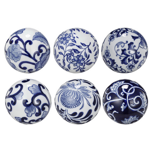 Decorative Sphere Blue & White 3"