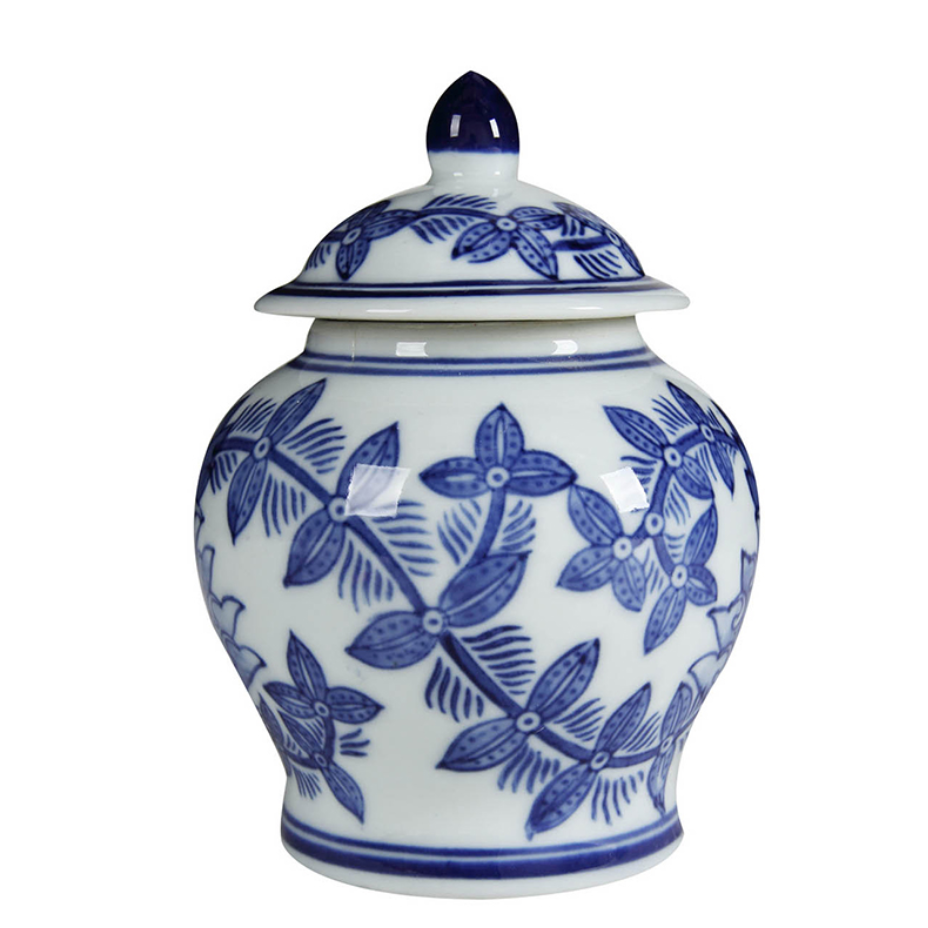 Ginger Jar Lidded Blue & White Butterfly