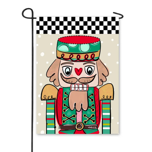 Garden Flag Checkered Nutcracker