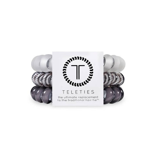 Teleties No Rip Hair Ties, Large, Silver Flames