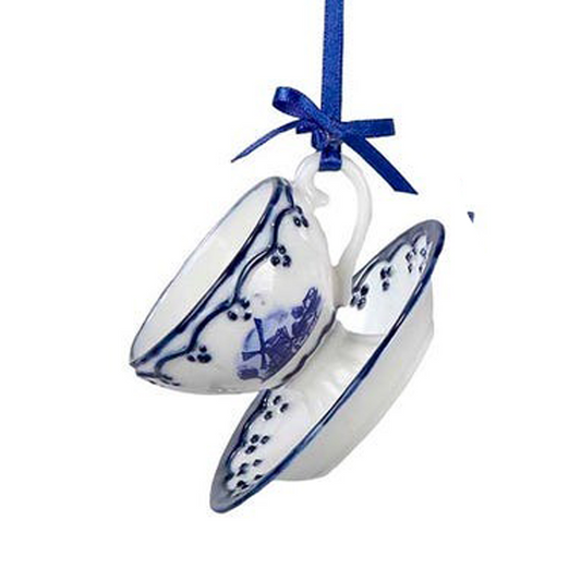 Ornament Delft Blue Cup and Saucer Elise 2"