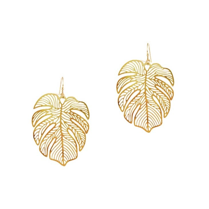 Earrings Gold Palm Leaves