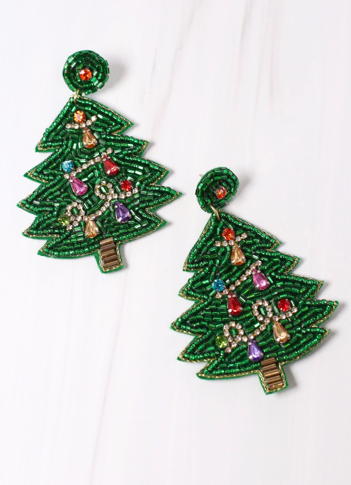 Earrings Christmas Tree Green