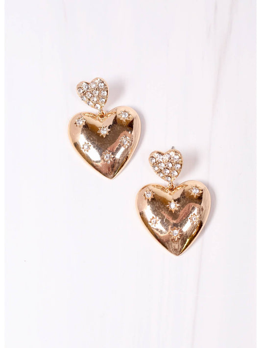 Earrings Drop Heart Gold