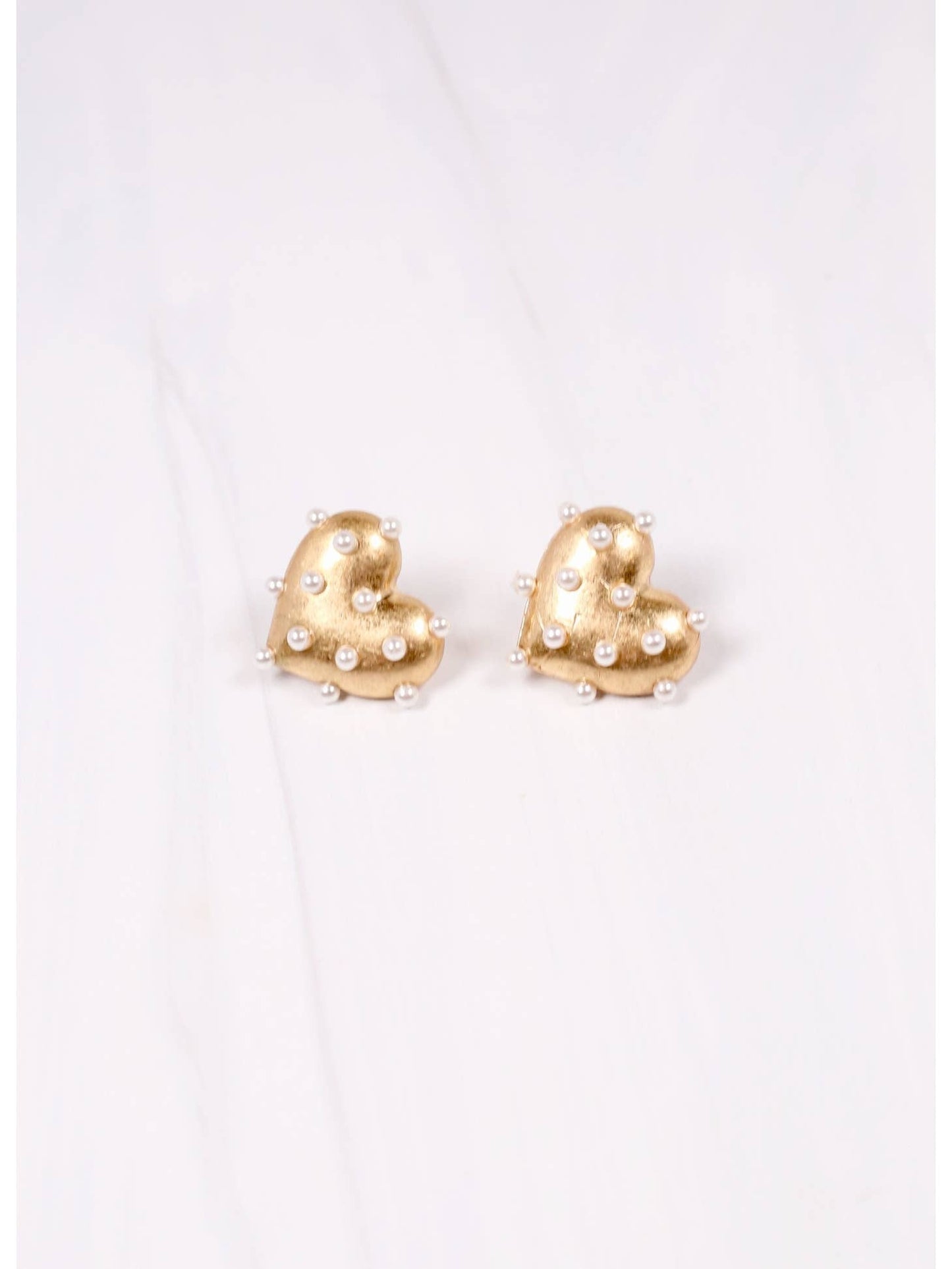 Earrings Heart Pearls Gold Amelia