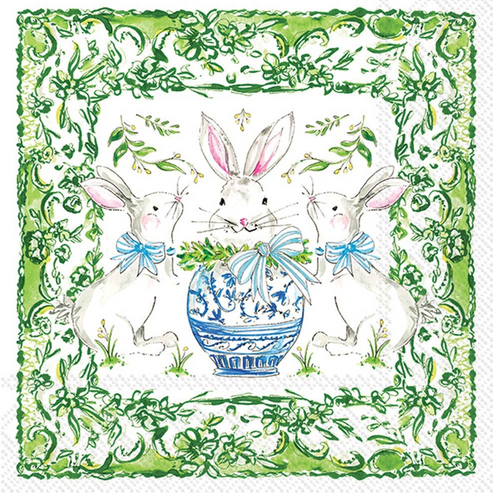 Cocktail Napkins Easter Bunnies Green & Blue