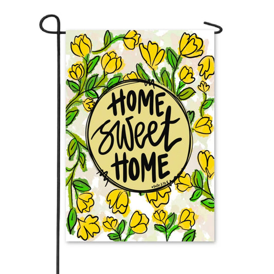 Garden Flag Home Sweet Home Floral Yellow
