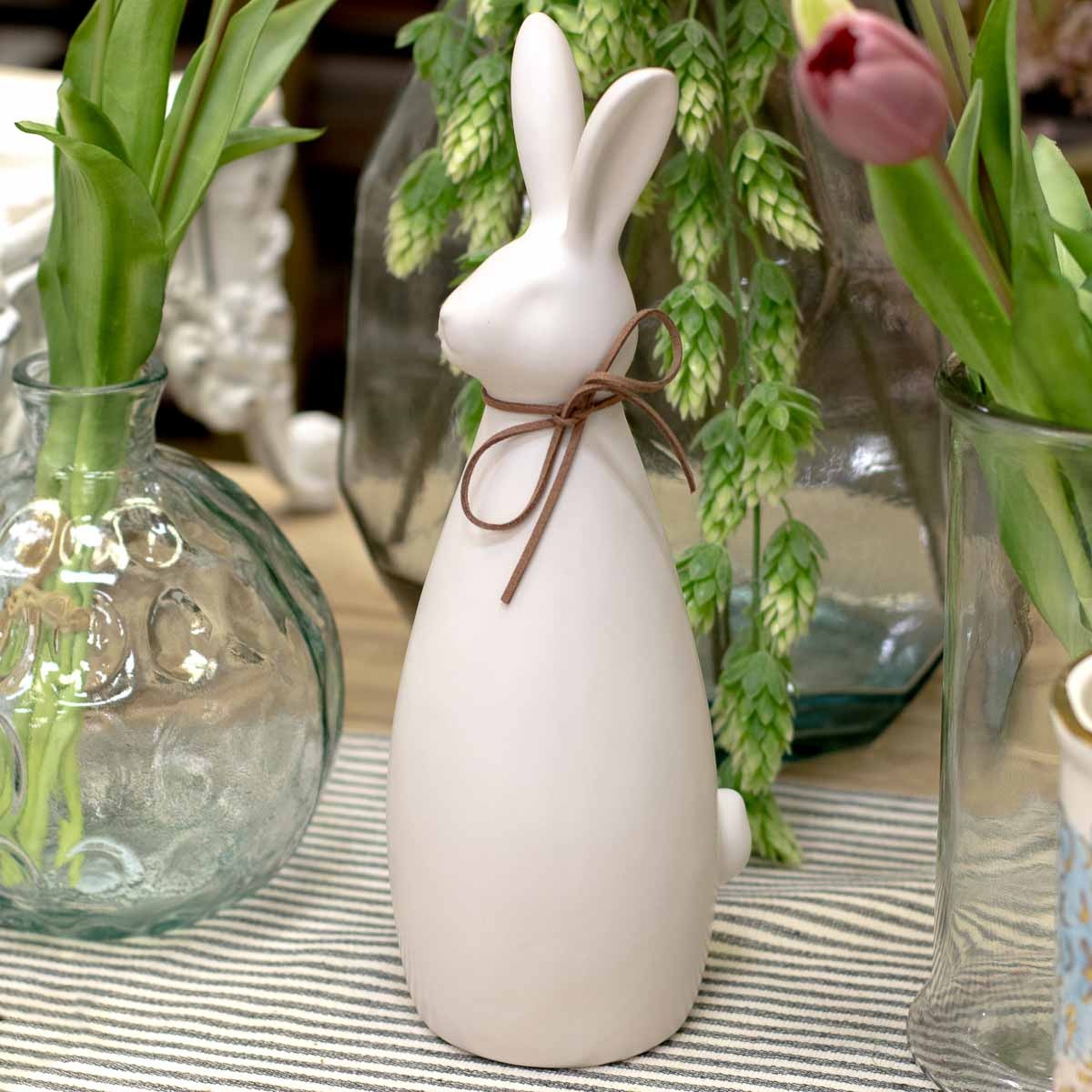 Figurine Bunny White with Bow 12"