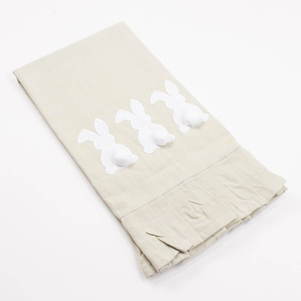 Tea Towel Easter Bunny Tails White & Oat