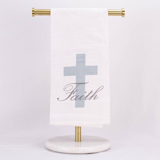 Tea Towel Faith Flour Sack White & Gray