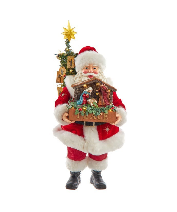 Santa with Nativity Set LED Fabriché™ 13"