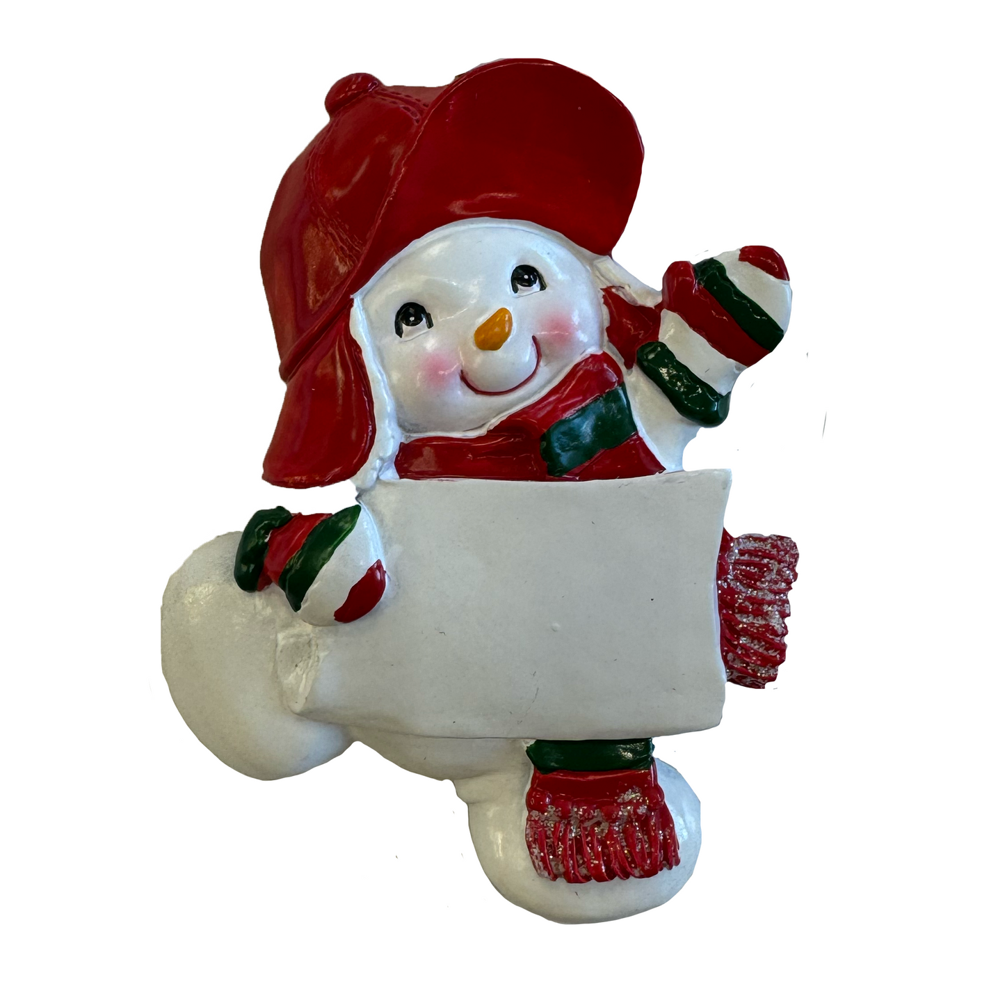 Ornament Snowman Personalization Red Hat Holly 3.75"