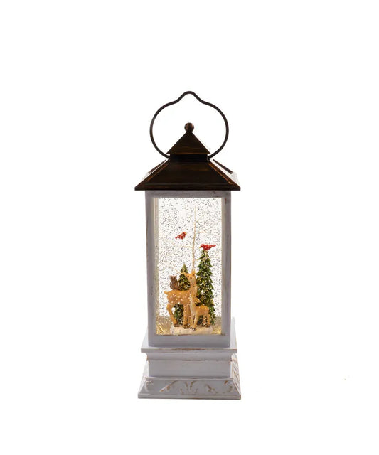 Lantern Water Musical Tree & Deer White 10"