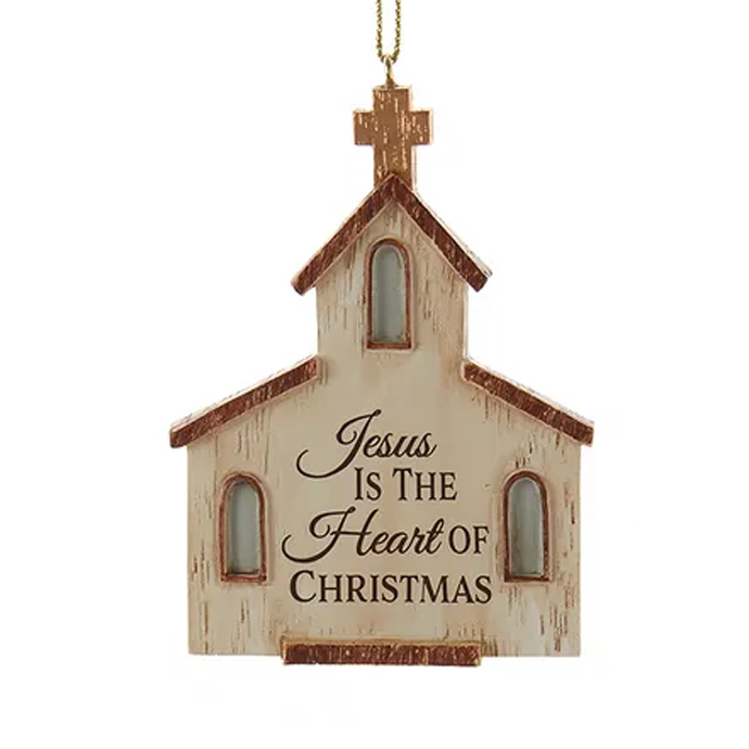 Ornament Church Jesus is the Heart of Christmas 3.625"