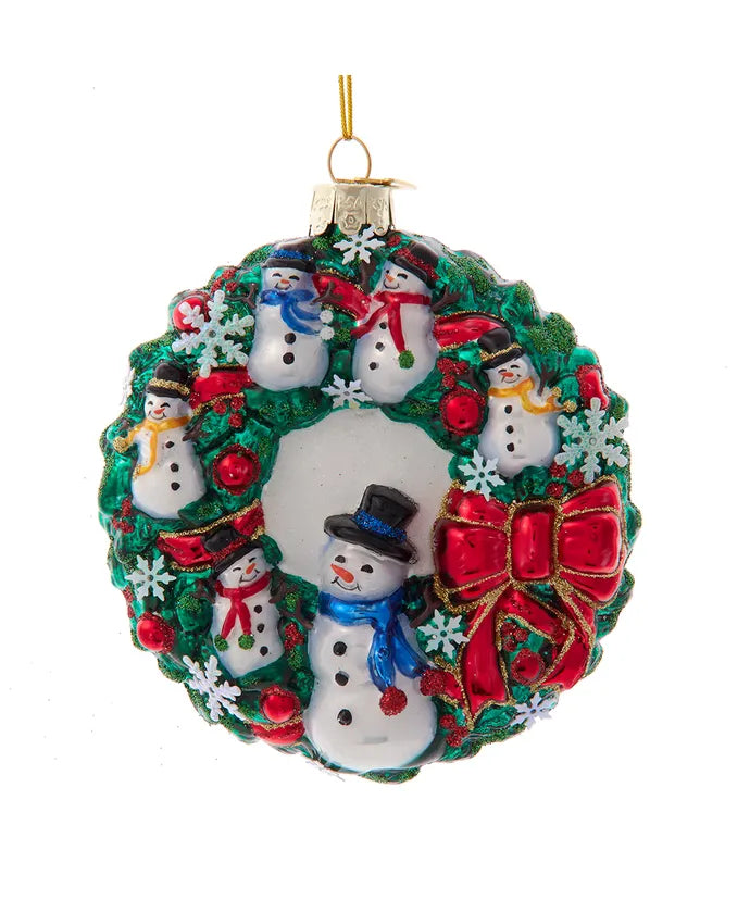 Ornament Glass Snowman Wreath 3.25"