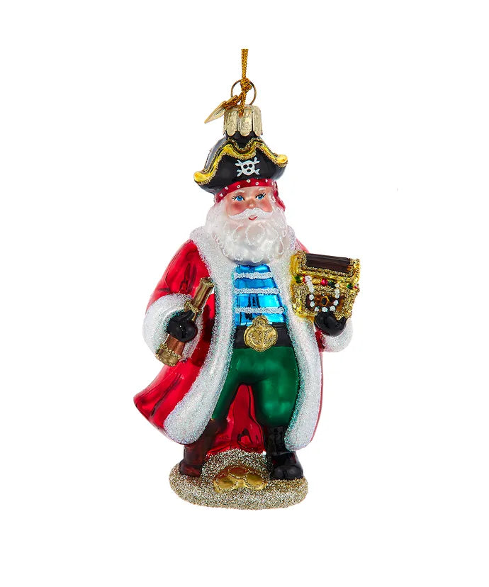 Ornament Glass Pirate Santa 4.5"