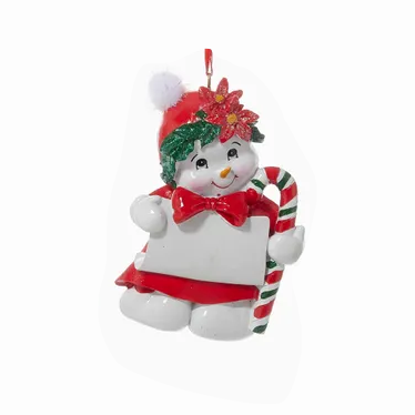 Ornament Snowman Personalization Red Hat with Ear Flaps 3.75"