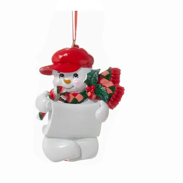 Ornament Snowman Personalization Baseball Cap Hat 3.75"