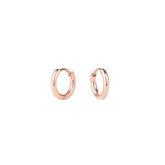 Earrings Huggie Stacks Plain Rose Gold 8 mm