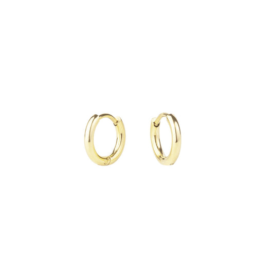 Earrings Huggie Stacks Plain Gold 8 mm