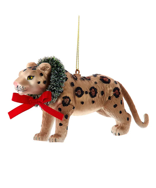 Ornament Glass Leopard 3"