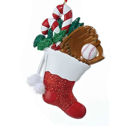 Ornament Stocking Sports Baseball 4.5"