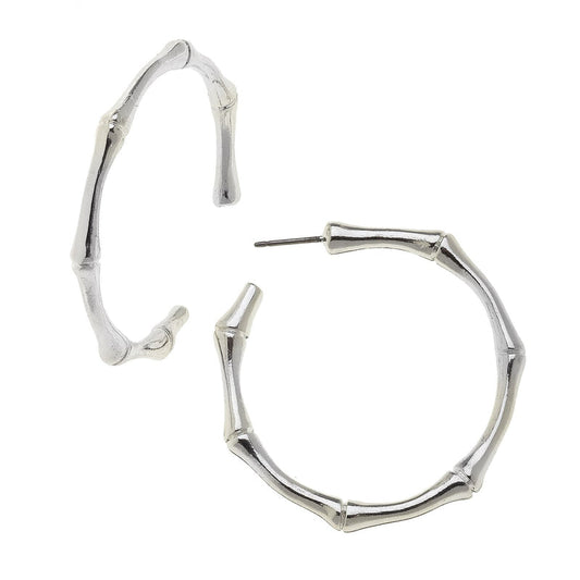 Earrings Hoop Bamboo Silver