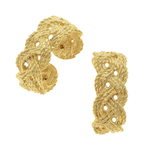 Earrings Hoop Braided Gold