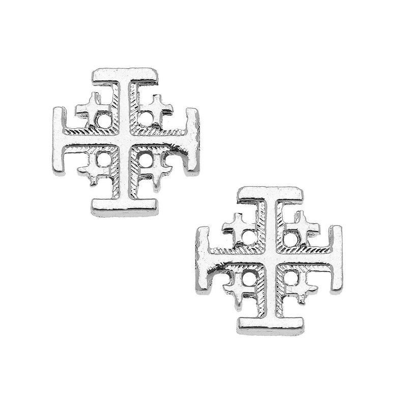 Earrings Stud Jerusalem Cross Silver