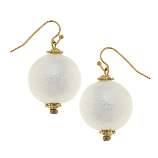 Earrings Drop Cotton Pearl & Gold