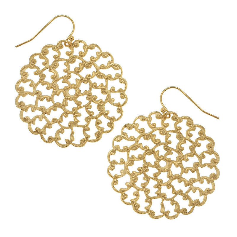 Earrings Drop Filigree Small Gold