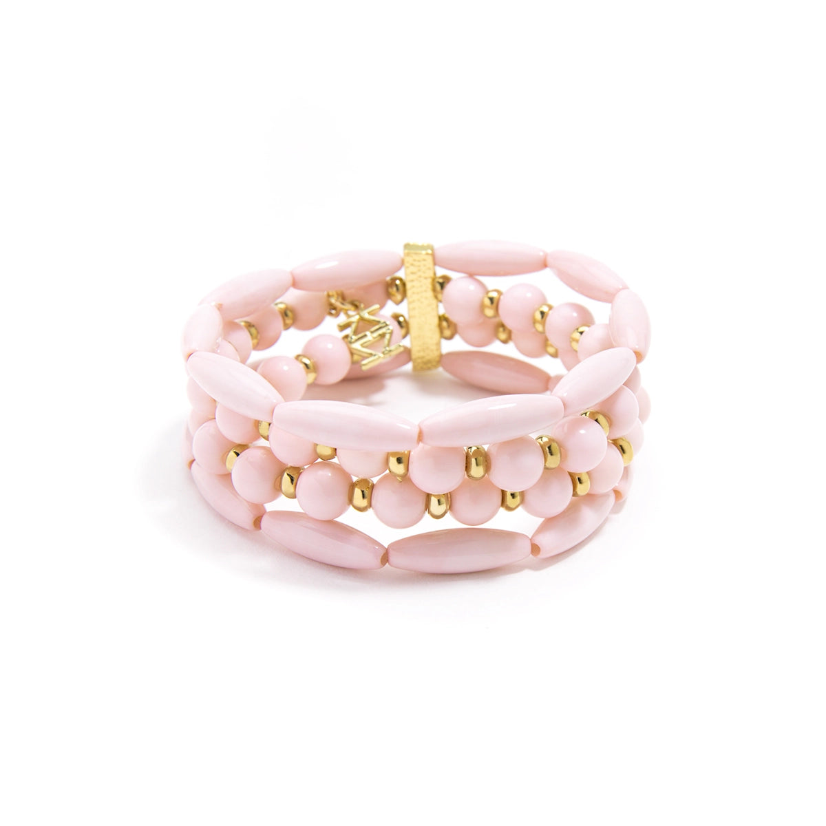 Bracelet Stack Beaded Multi Strand Rose Pink