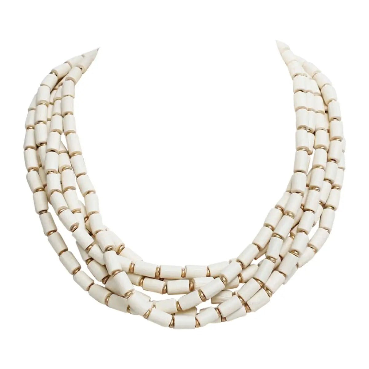 Necklace Beaded White Stacked