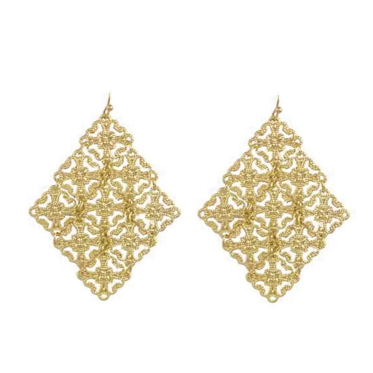 Earrings Drop Gold Diamond